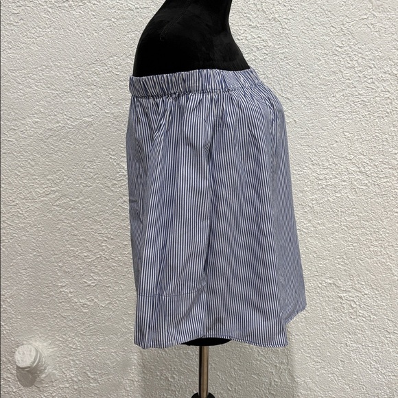 Zara  Women’s Blue White Striped Top Off The Shoulder Blouse 3/4 Sleeve Size S - Picture 5 of 6